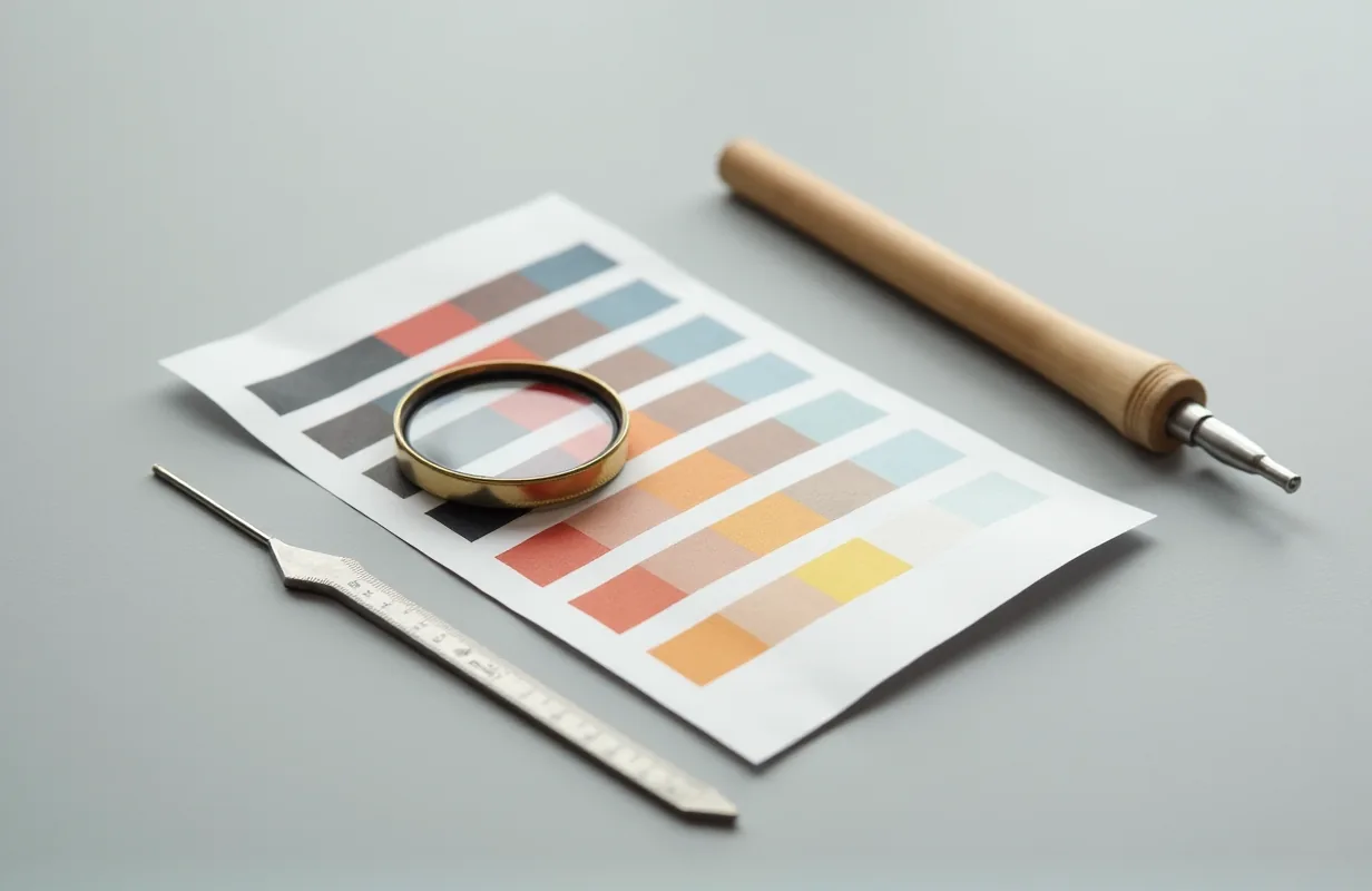 Lupa drukarska na arkuszu z polami kontrolnymi CMYK